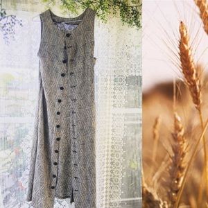 Vintage Boho French Button Up Dress 🌾